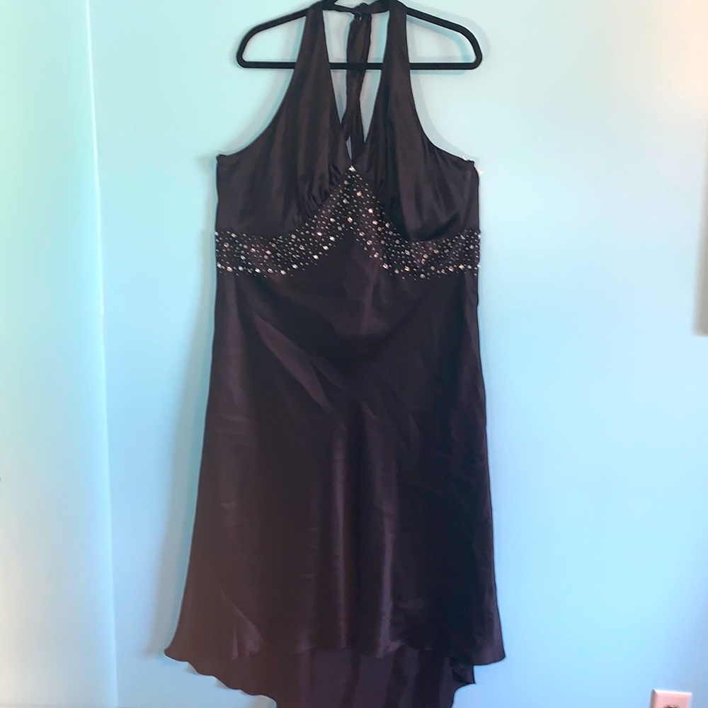 Beautiful Lane Bryant size 22 midi black Halter dress with beading NWT